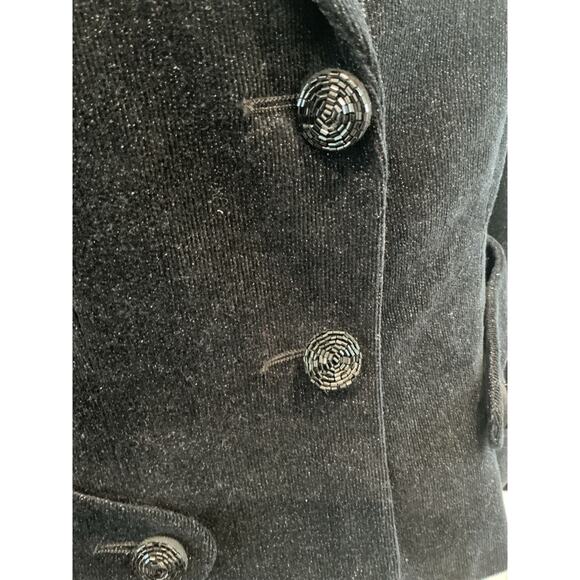 Vintage Bisou Bisou Womens Corduroy Blazer Small Black Lace Rhinestone Y2K Fairy - Picture 6 of 13